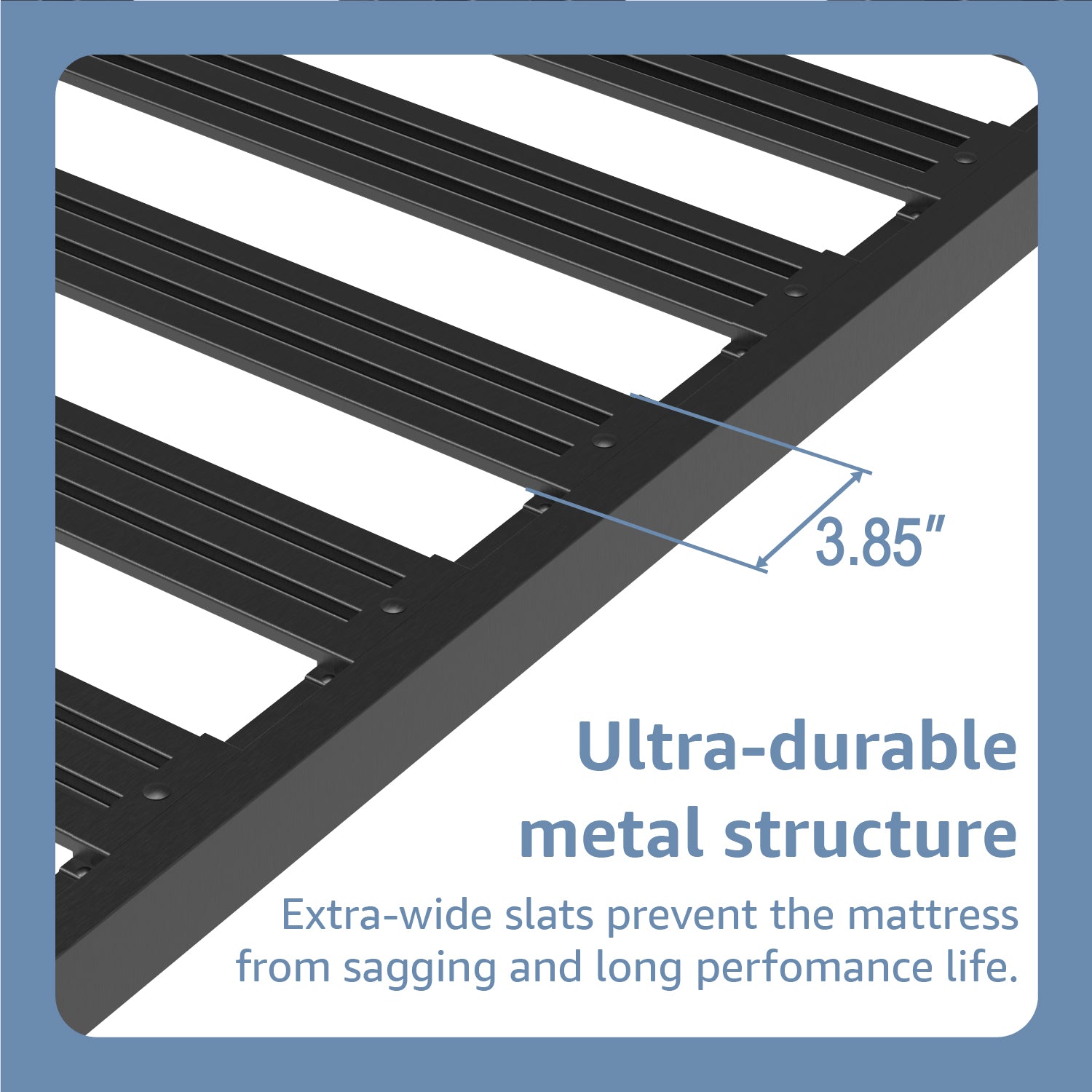 14" Heavy Duty Foundation Bedframe Wide Metal Slat Deluxe Mattress Support Bed Frame Base C Black