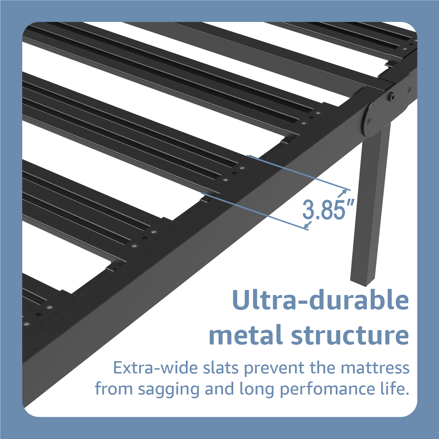 VENI 14" Heavy Duty Foundation Bedframe Wide Metal Slat Deluxe Mattress Support Bed Frame Base E Black