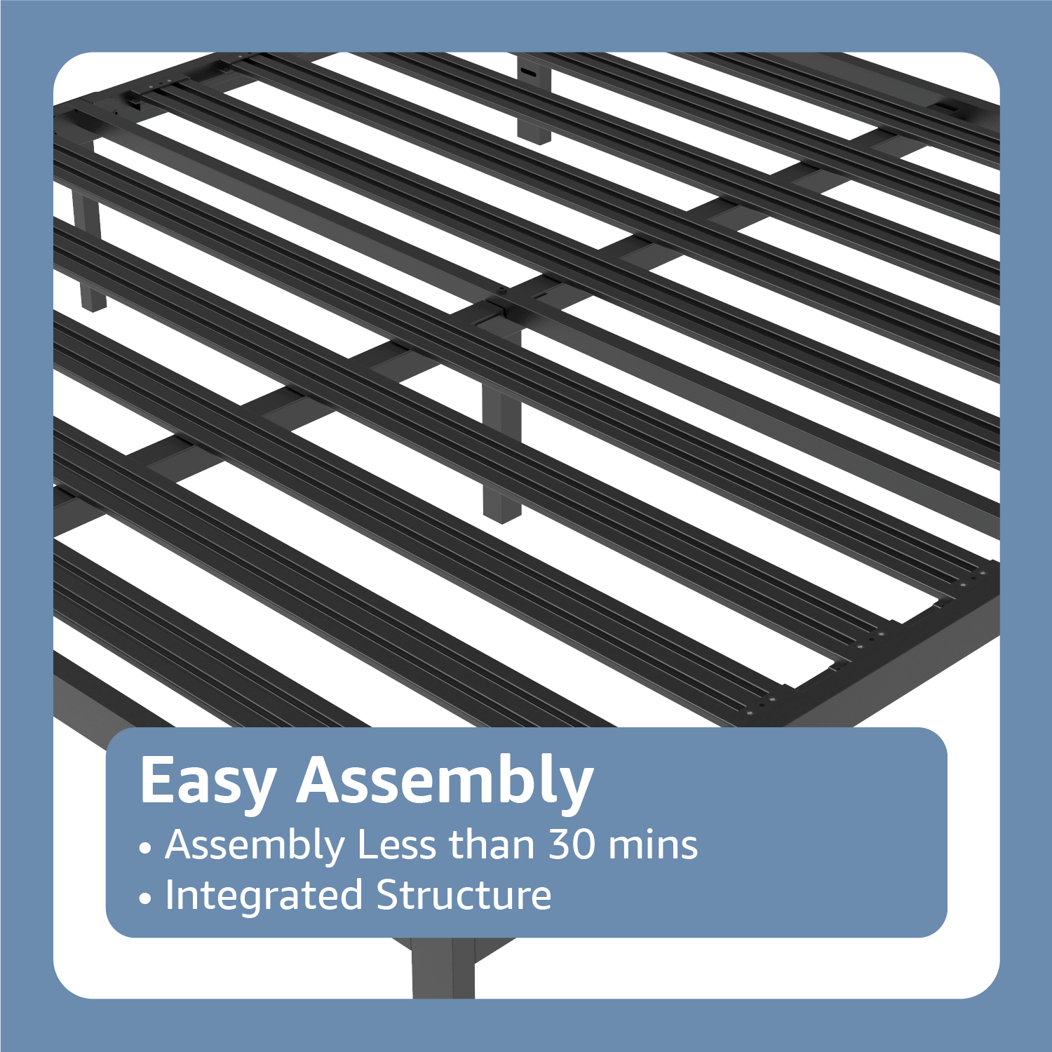VENI 14" Heavy Duty Foundation Bedframe Wide Metal Slat Deluxe Mattress Support Bed Frame Base E Black