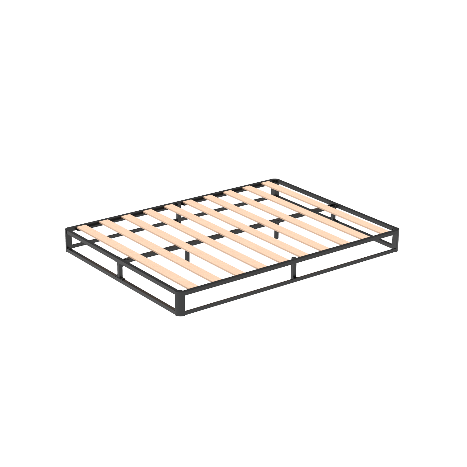 VENI Classic Metal Platform Bed with Wooden Slats