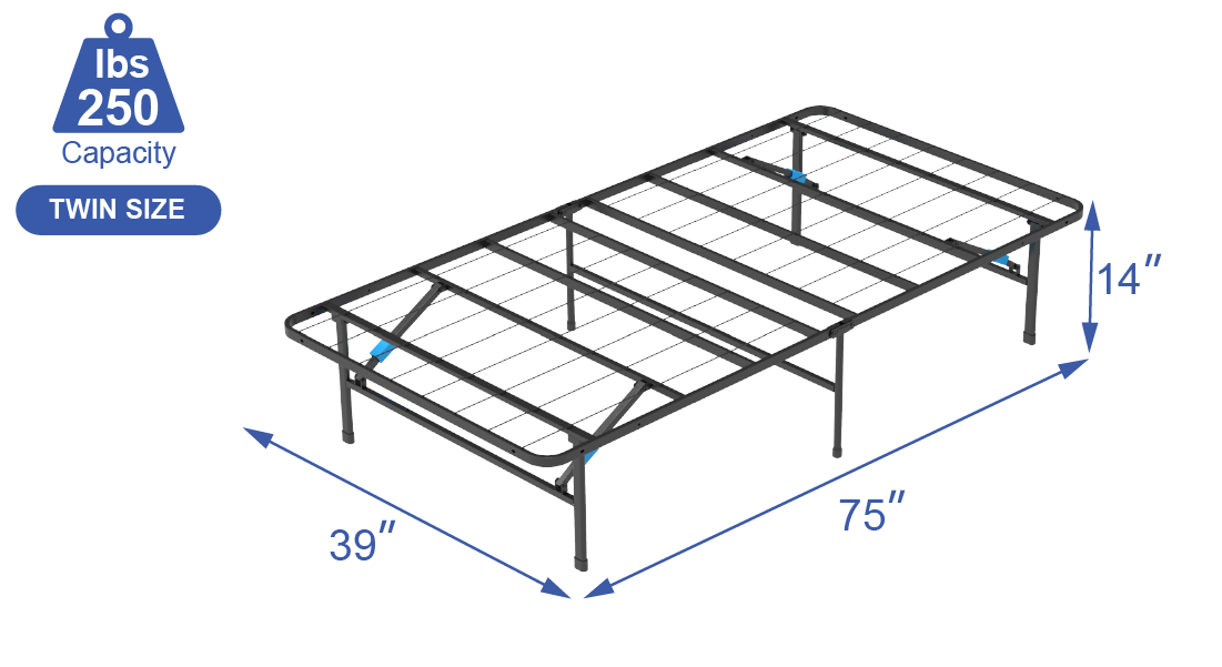 VENI 14 Inch Modern Smart Metal Bed Frame Foldable Mattress Foundation