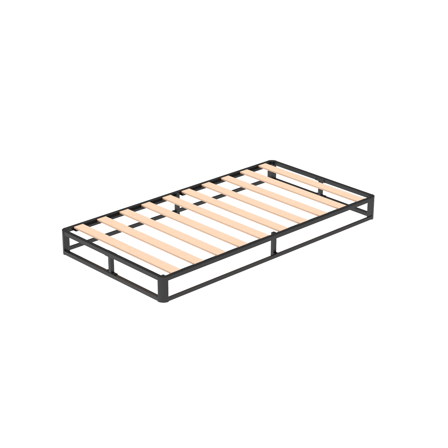 VENI Classic Metal Platform Bed with Wooden Slats