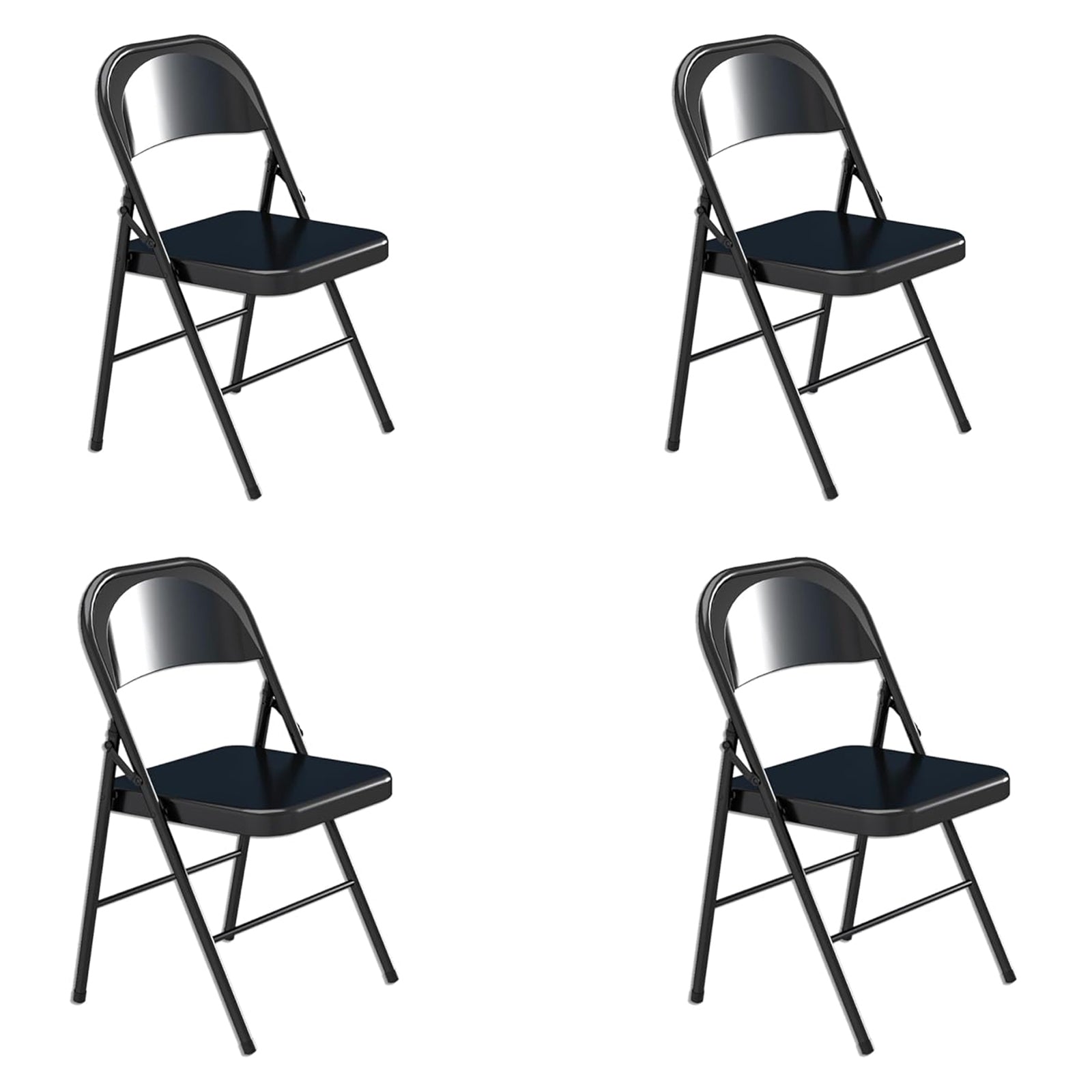 VENI HOME  Bears 500 pounds, folds in 1 second, free replacement for damage in 5 years, 4-pack black folding chairs, metal folding chairs, indoor and outdoor portable steel frame folding chairs, suitable for office wedding parties, terrace catering events