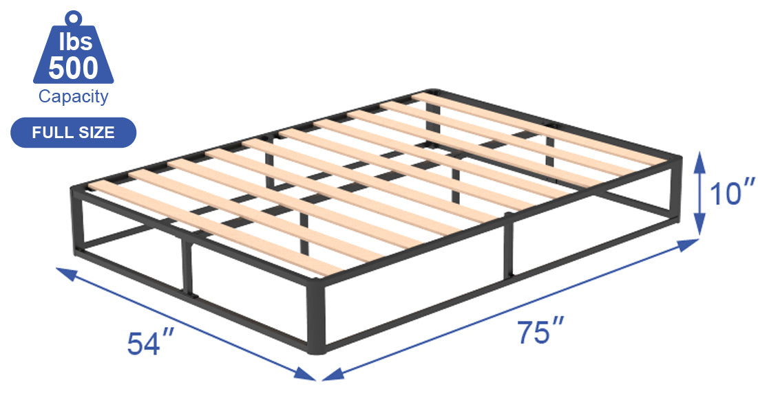 VENI Classic Metal Platform Bed with Wooden Slats