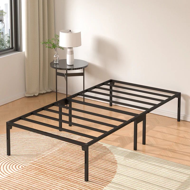 VENI 14 Inch Durable Full Size Metal Bed Frame with Dual Center Supports - Sturdy Construction for Home Use