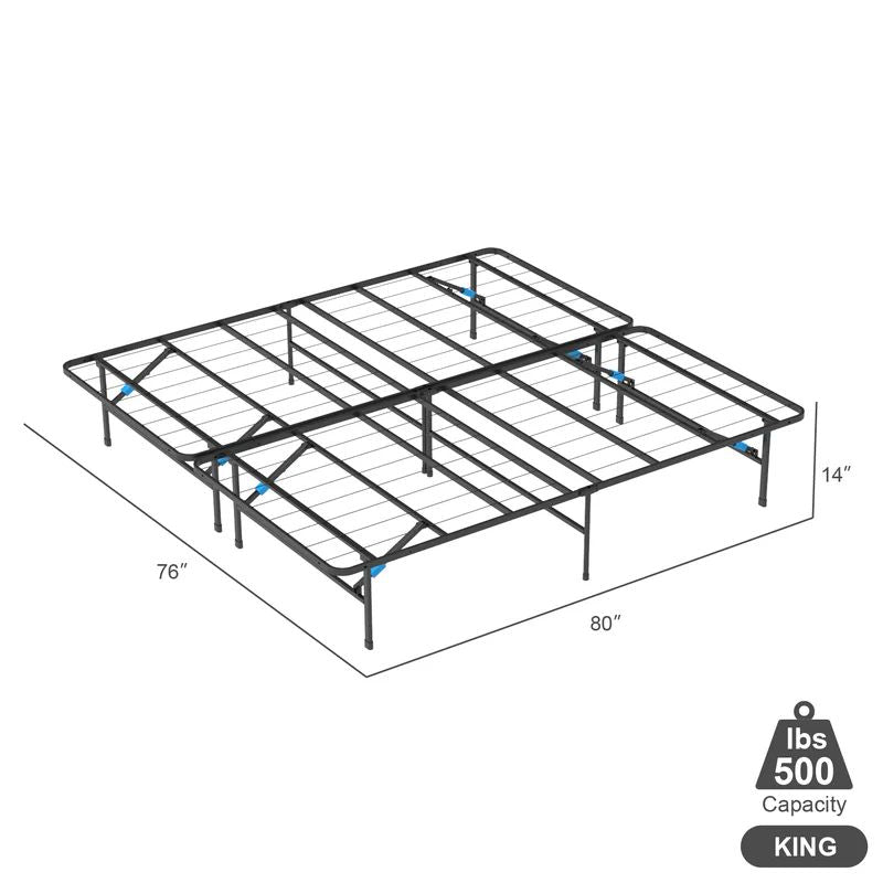 VENI 14 Inch Modern Smart Metal Bed Frame Foldable Mattress Foundation