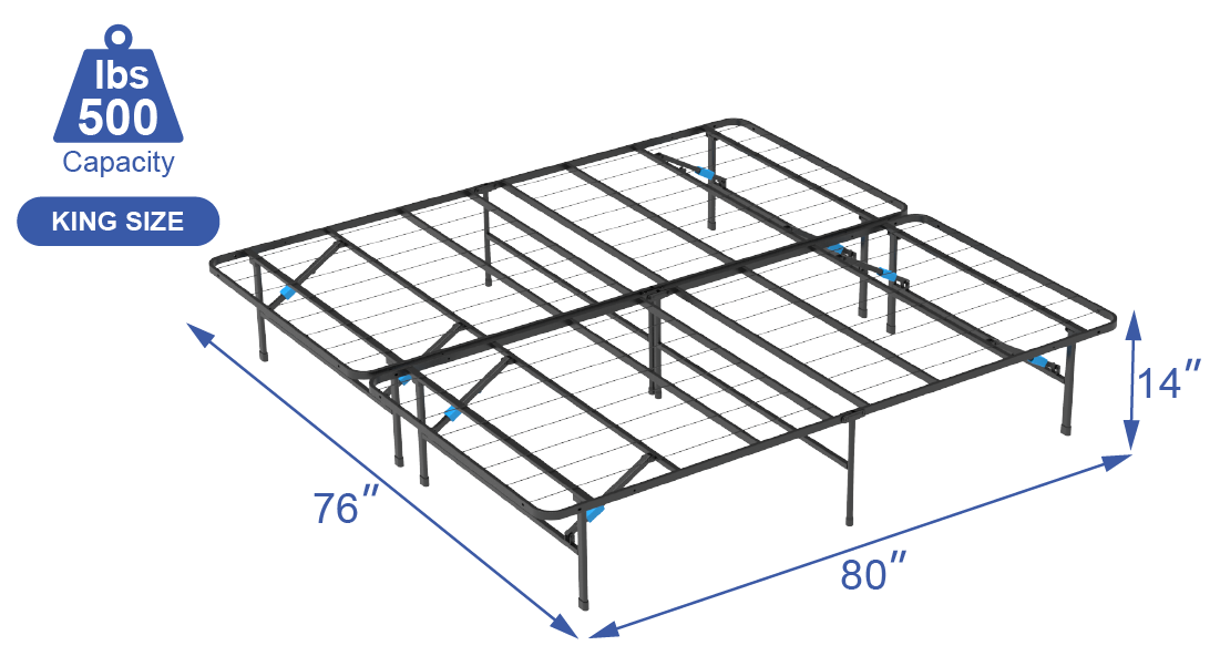 VENI 14 Inch Modern Smart Metal Bed Frame Foldable Mattress Foundation