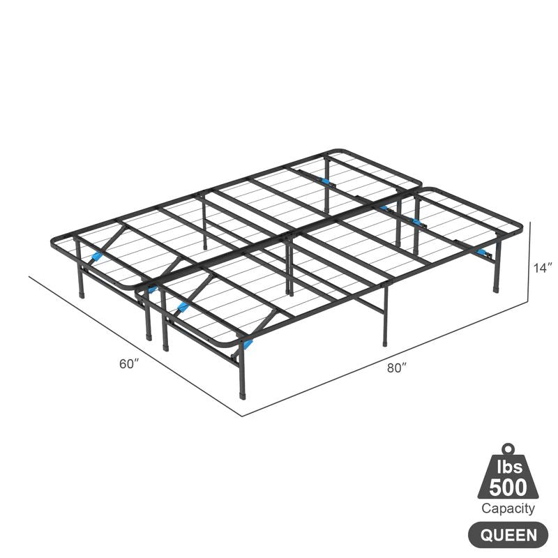 VENI 14 Inch Modern Smart Metal Bed Frame Foldable Mattress Foundation