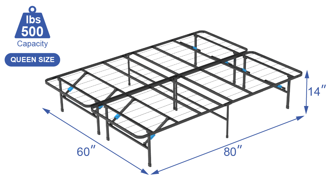 VENI 14 Inch Modern Smart Metal Bed Frame Foldable Mattress Foundation