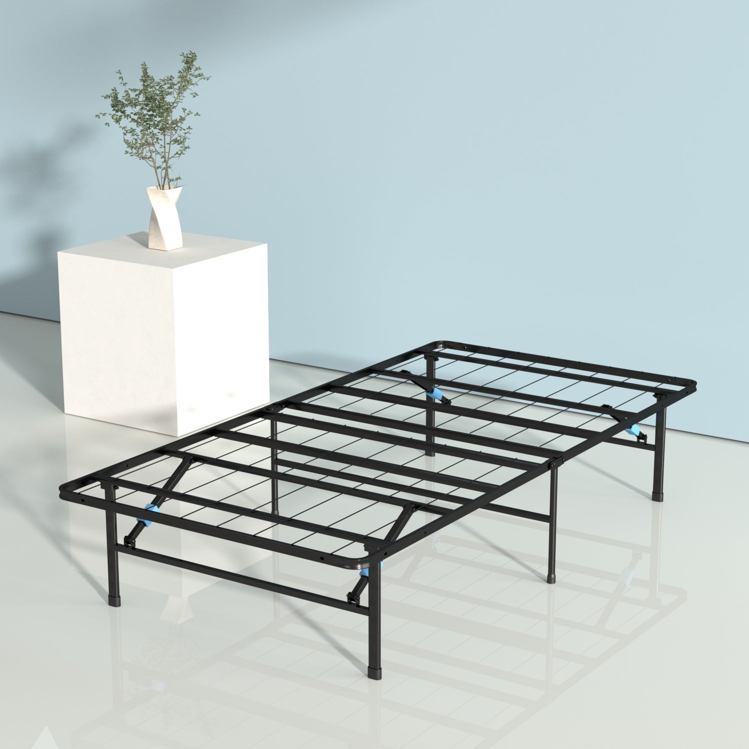 VENI 14 Inch Modern Smart Metal Bed Frame Foldable Mattress Foundation