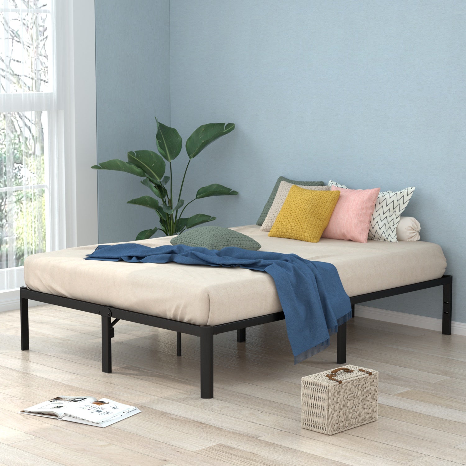 VENI Heavy Duty Steel Rounded Edge Bed Frame with Steel Slats