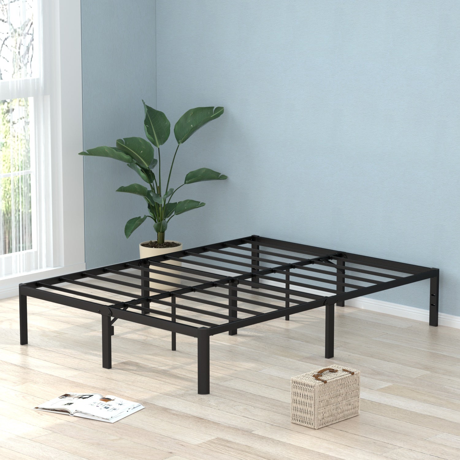 VENI Heavy Duty Steel Rounded Edge Bed Frame with Steel Slats