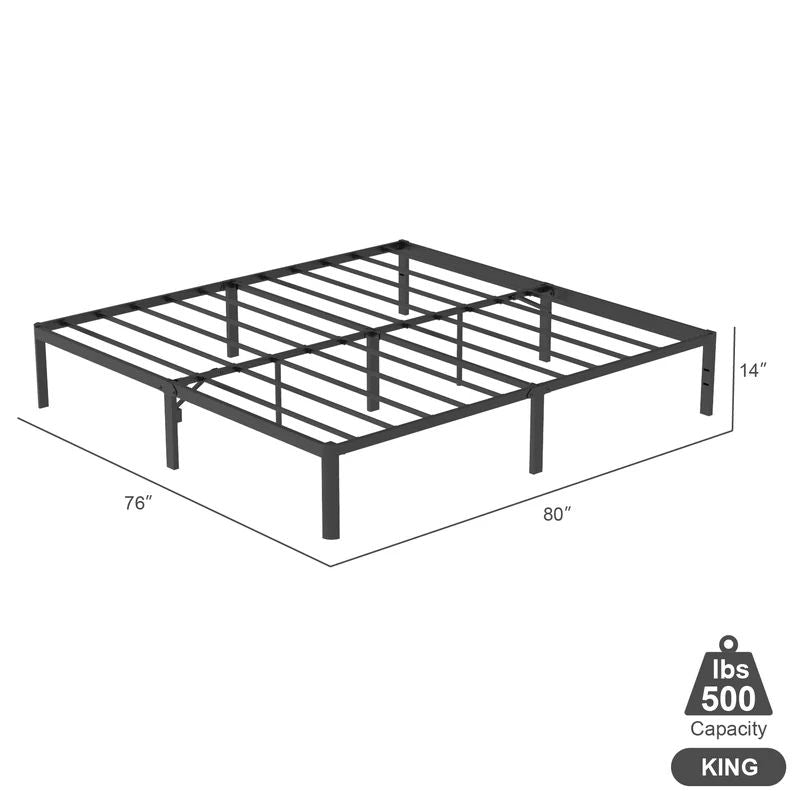 VENI Heavy Duty Steel Rounded Edge Bed Frame with Steel Slats