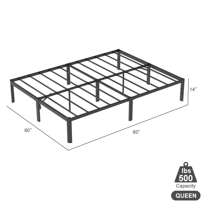 VENI Heavy Duty Steel Rounded Edge Bed Frame with Steel Slats