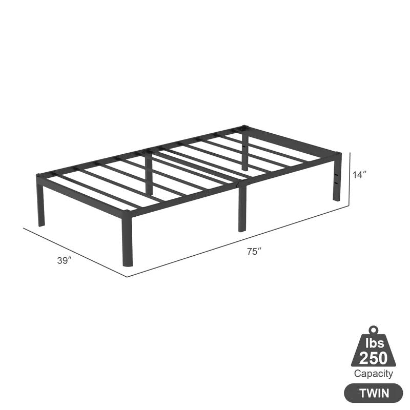 VENI Heavy Duty Steel Rounded Edge Bed Frame with Steel Slats