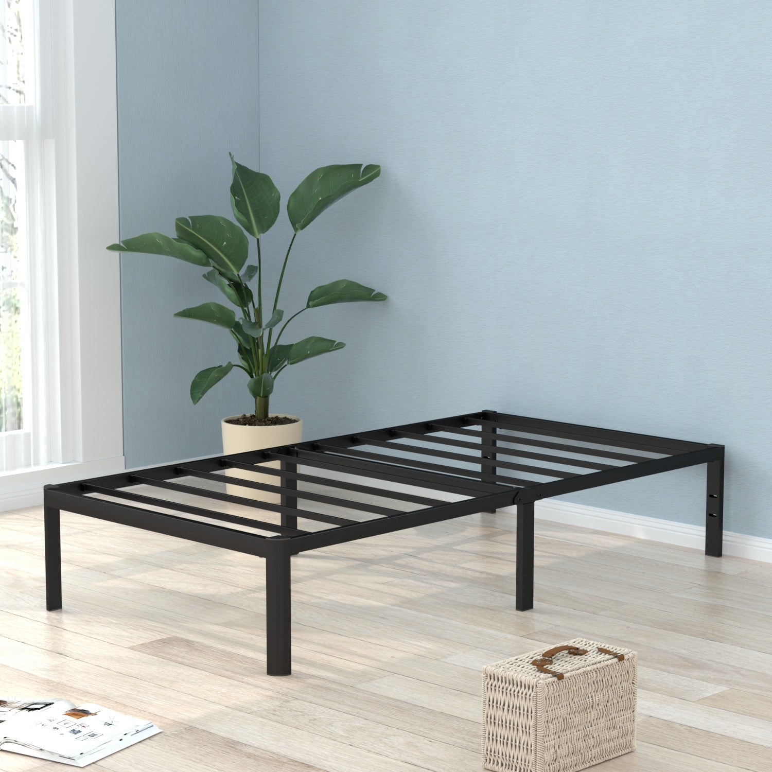 VENI Heavy Duty Steel Rounded Edge Bed Frame with Steel Slats