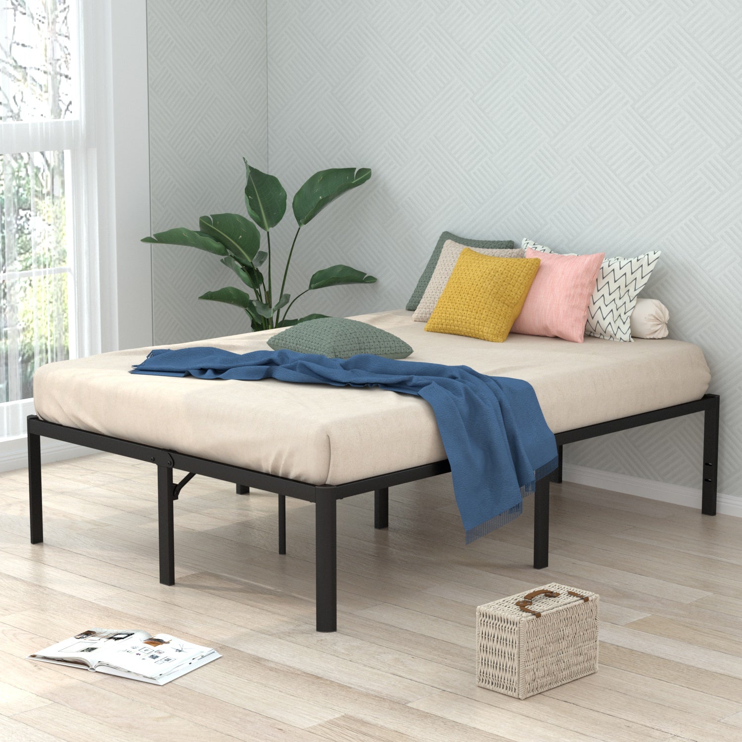 VENI Heavy Duty Steel Rounded Edge Bed Frame with Steel Slats