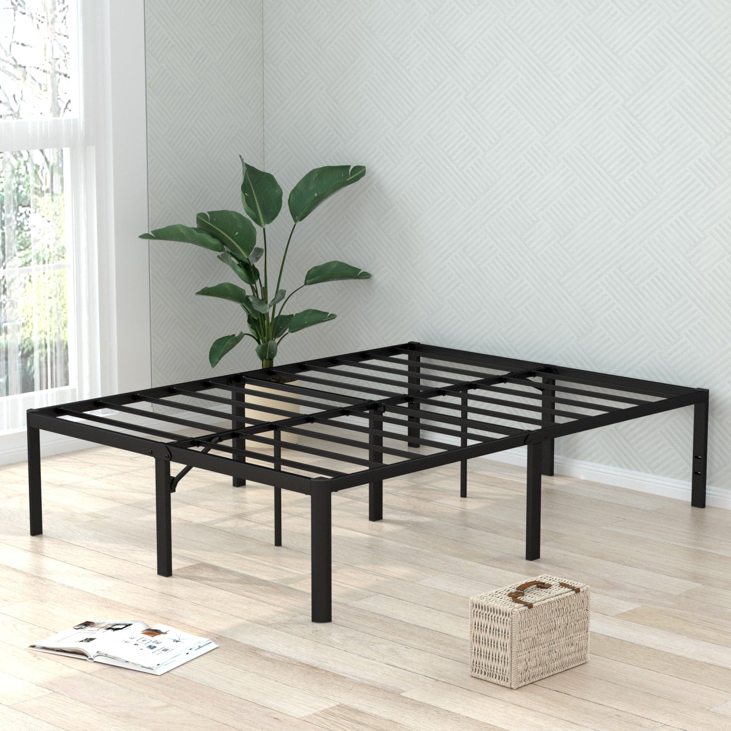 VENI Heavy Duty Steel Rounded Edge Bed Frame with Steel Slats