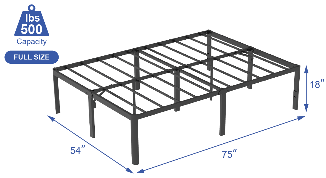 VENI Heavy Duty Steel Rounded Edge Bed Frame with Steel Slats