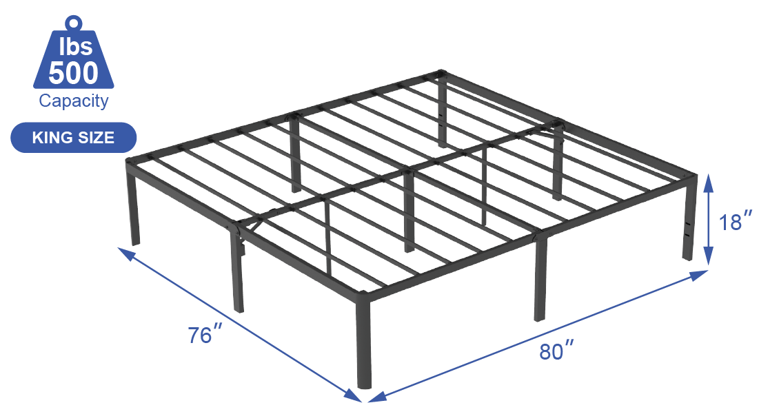 VENI Heavy Duty Steel Rounded Edge Bed Frame with Steel Slats