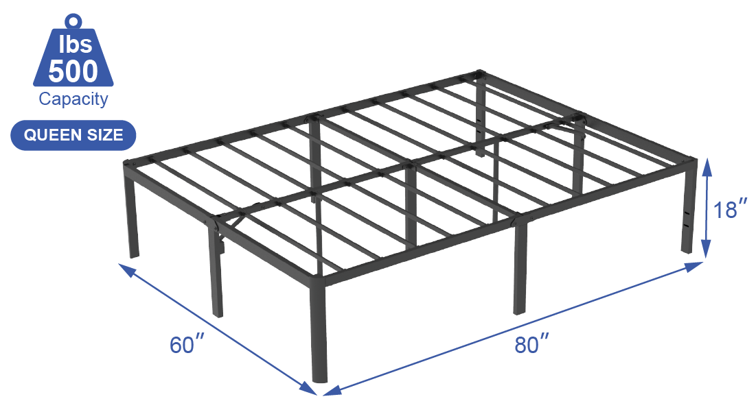 VENI Heavy Duty Steel Rounded Edge Bed Frame with Steel Slats