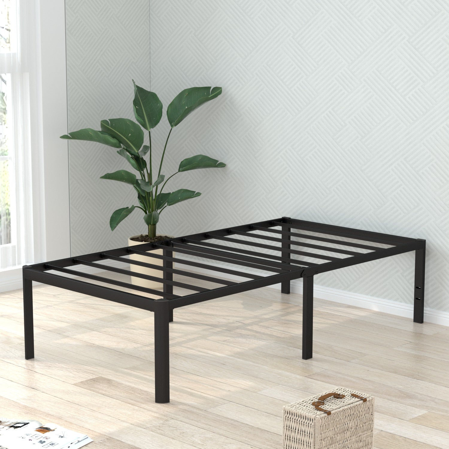 VENI Heavy Duty Steel Rounded Edge Bed Frame with Steel Slats