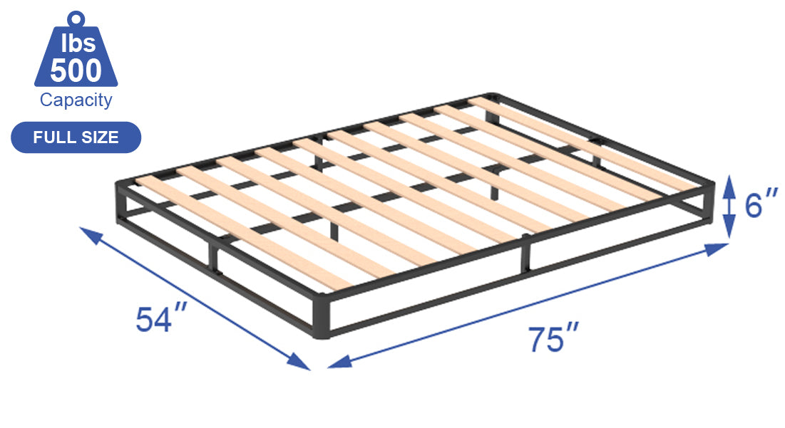 VENI Classic Metal Platform Bed with Wooden Slats