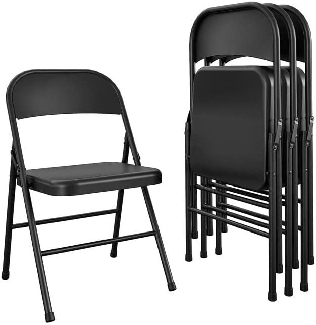 VENI HOME 4 Pack All-Steel Double Braced Metal Folding Chair