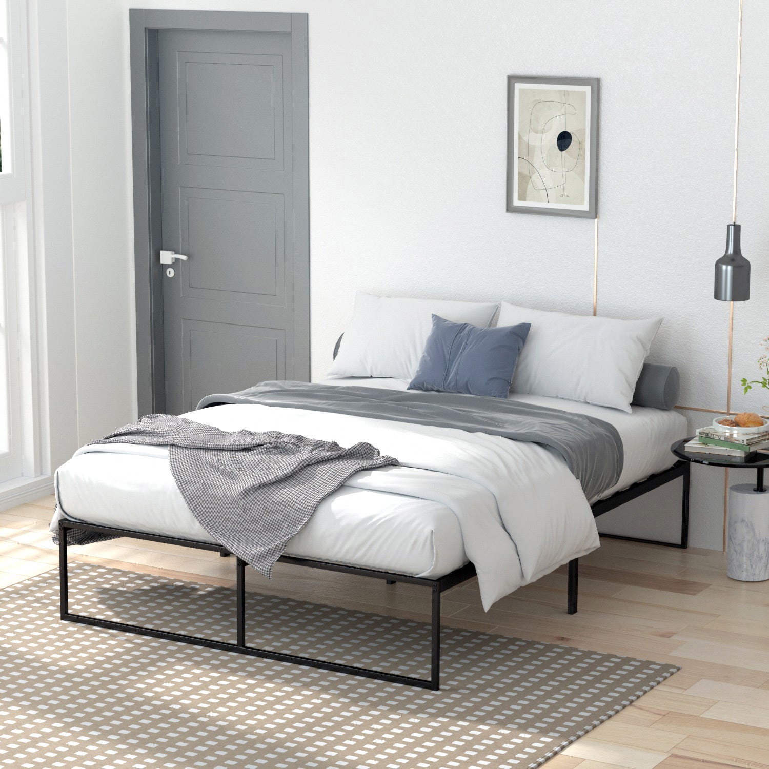 VENI HOME Modern Strong Durable Bed Frame Metal Platform Bed