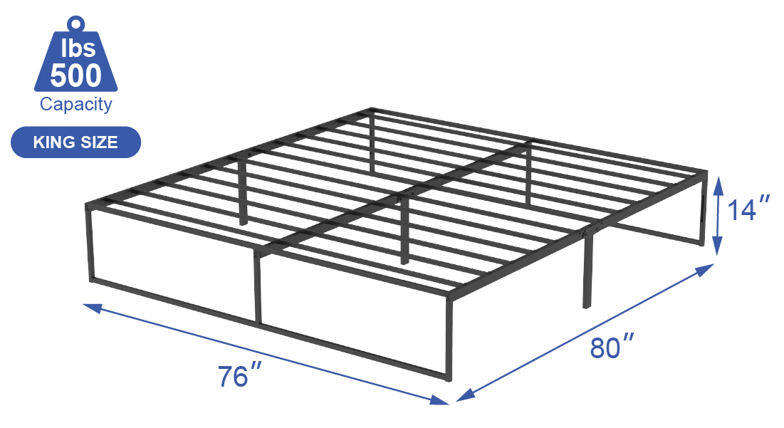 VENI HOME Modern Strong Durable Bed Frame Metal Platform Bed