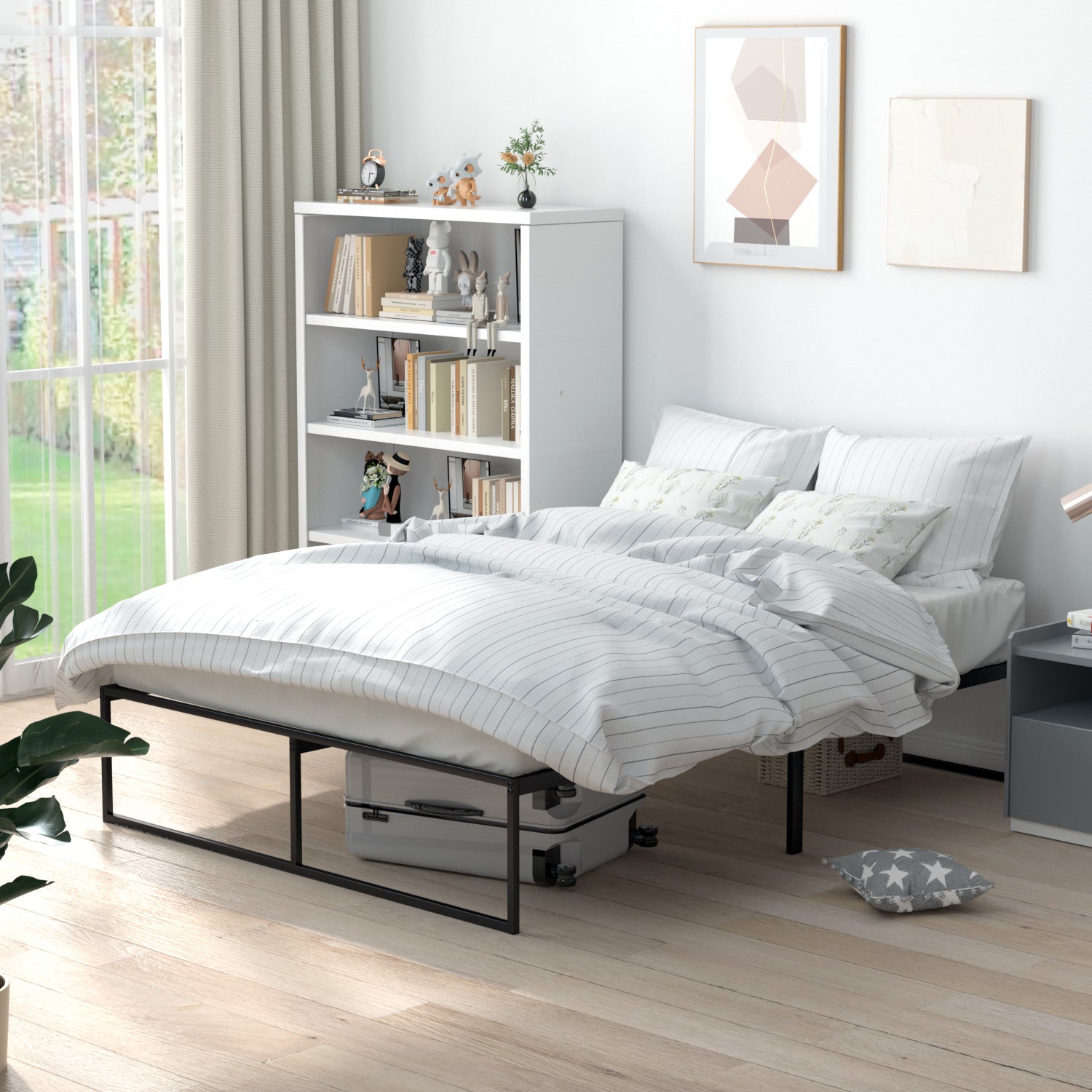 VENI HOME Modern Strong Durable Bed Frame Metal Platform Bed