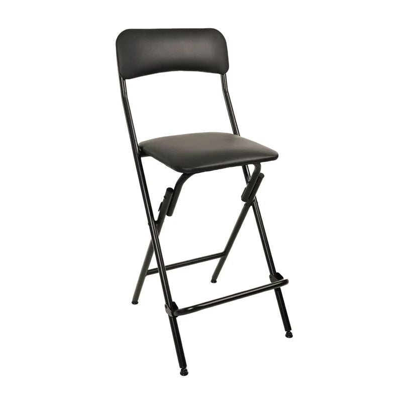 VENI Tall Black&White Iron Frame Folding Bar Chair