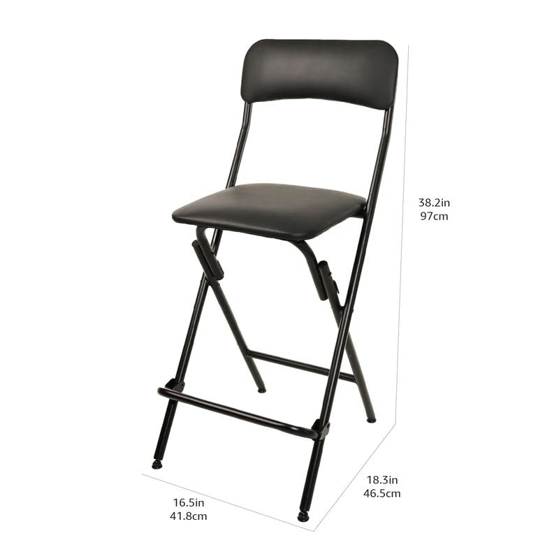 VENI Tall Black&White Iron Frame Folding Bar Chair