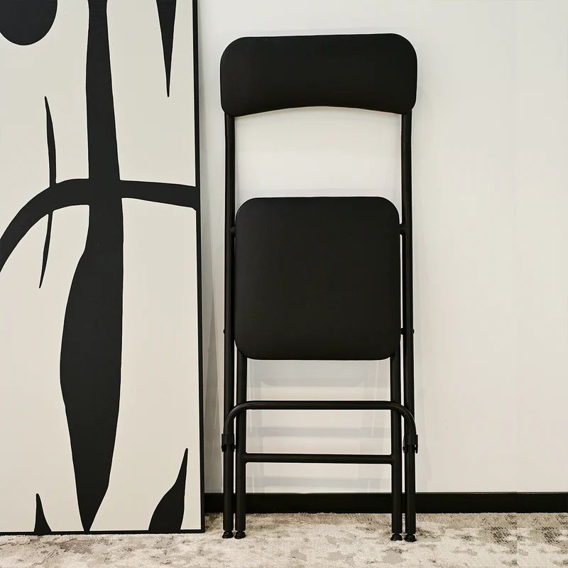 VENI Tall Black&White Iron Frame Folding Bar Chair