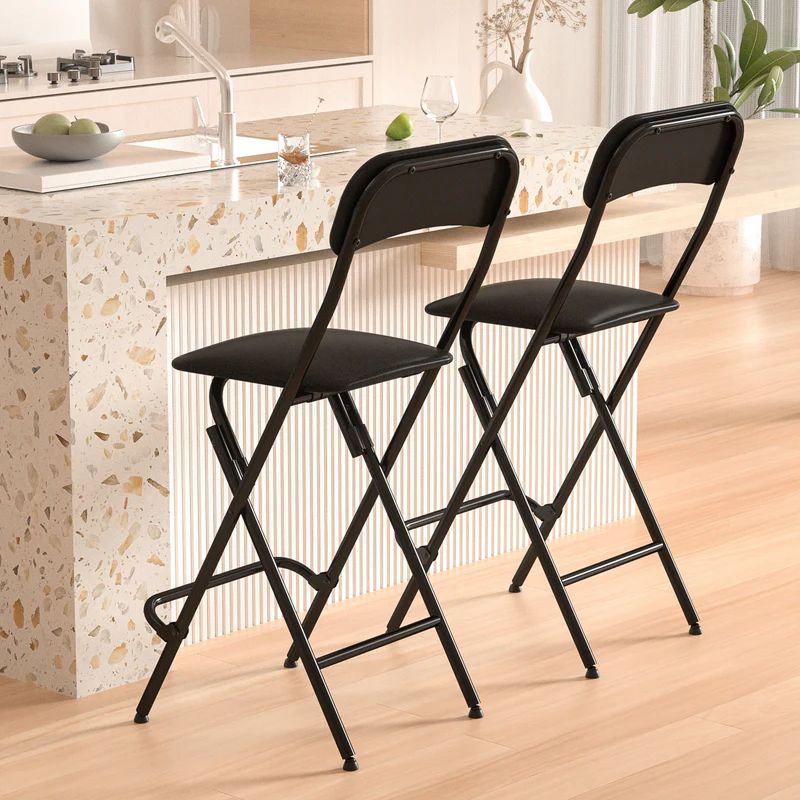 VENI Tall Black&White Iron Frame Folding Bar Chair