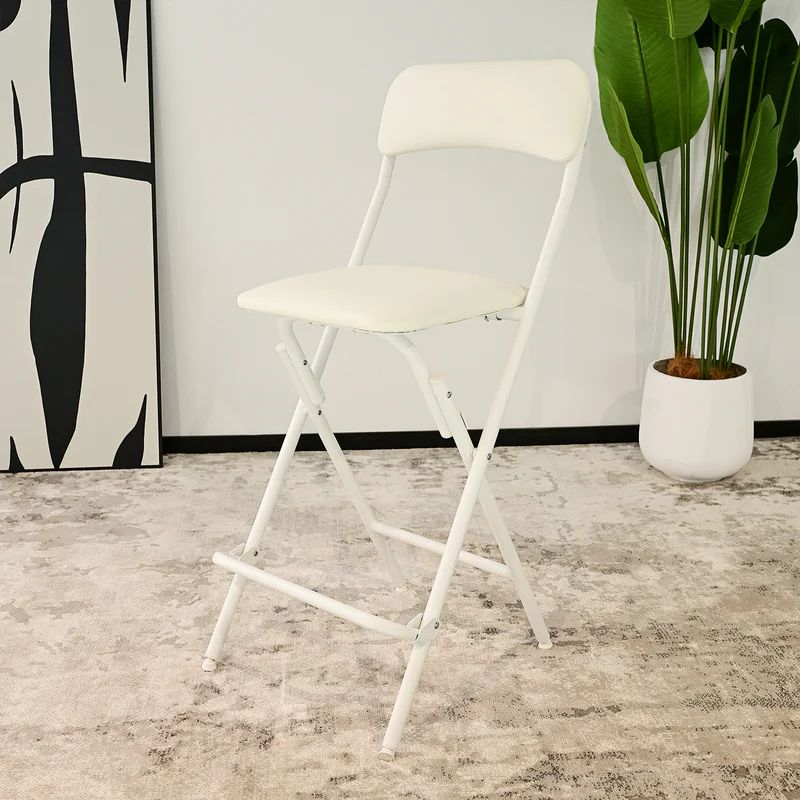 VENI Tall Black&White Iron Frame Folding Bar Chair