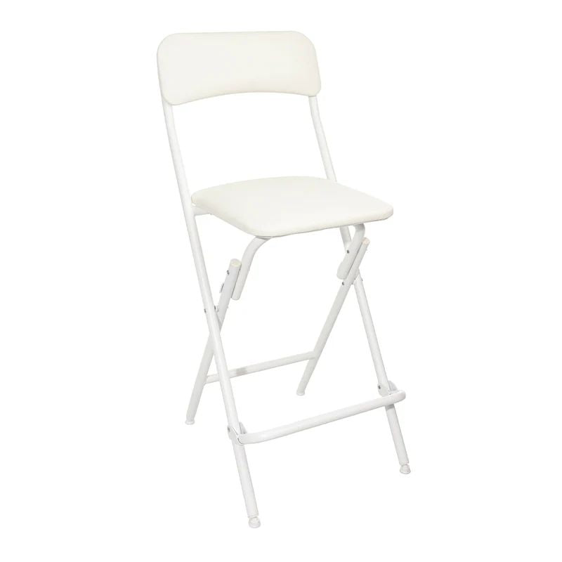 VENI Tall Black&White Iron Frame Folding Bar Chair