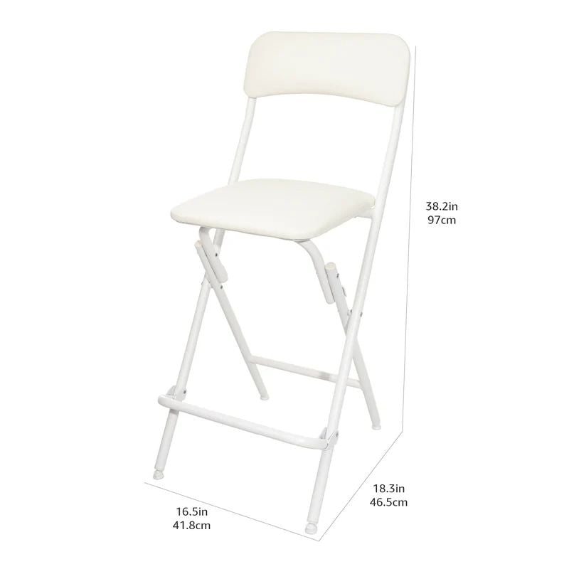 VENI Tall Black&White Iron Frame Folding Bar Chair