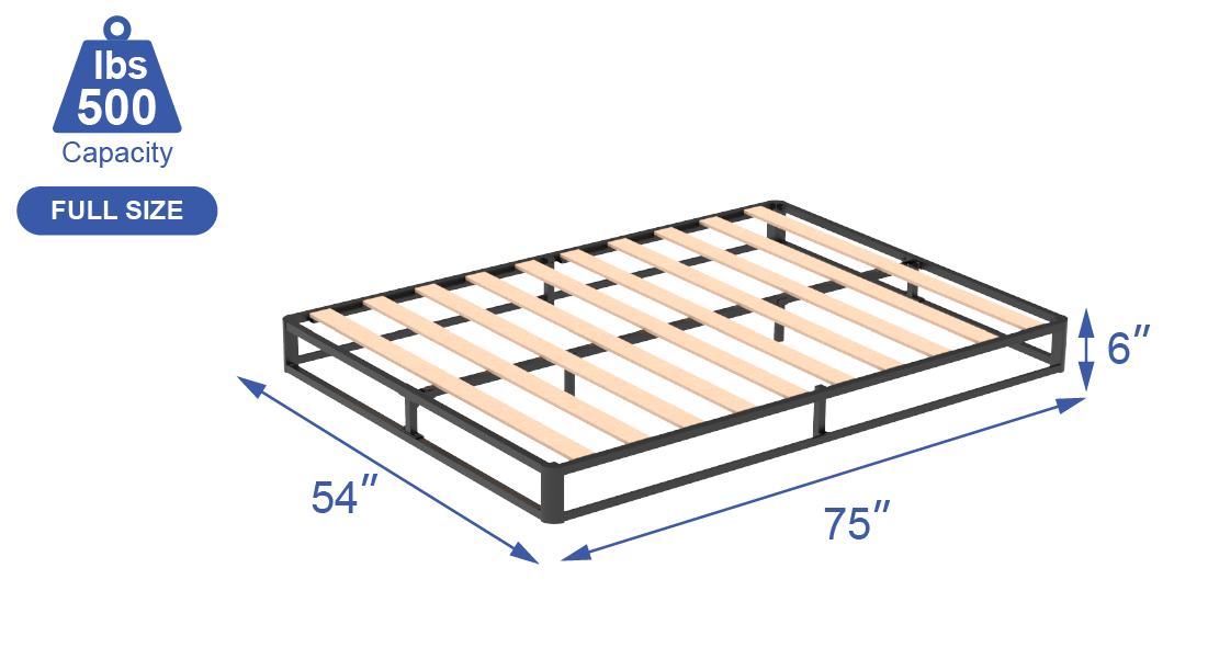 VENI Classic Metal Platform Bed with Wooden Slats